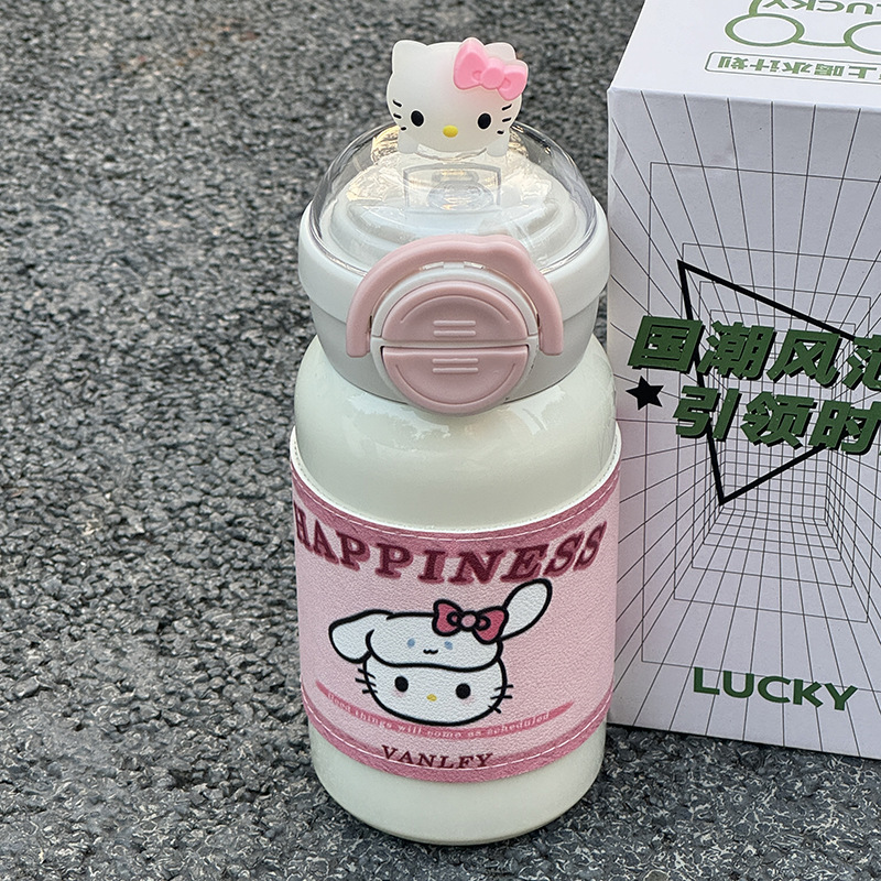Cute anime cat and dog stickers, insulated cup, student water cup, 316 cup sleeve, portable, high appearance level, small insulated cup Specification drawing