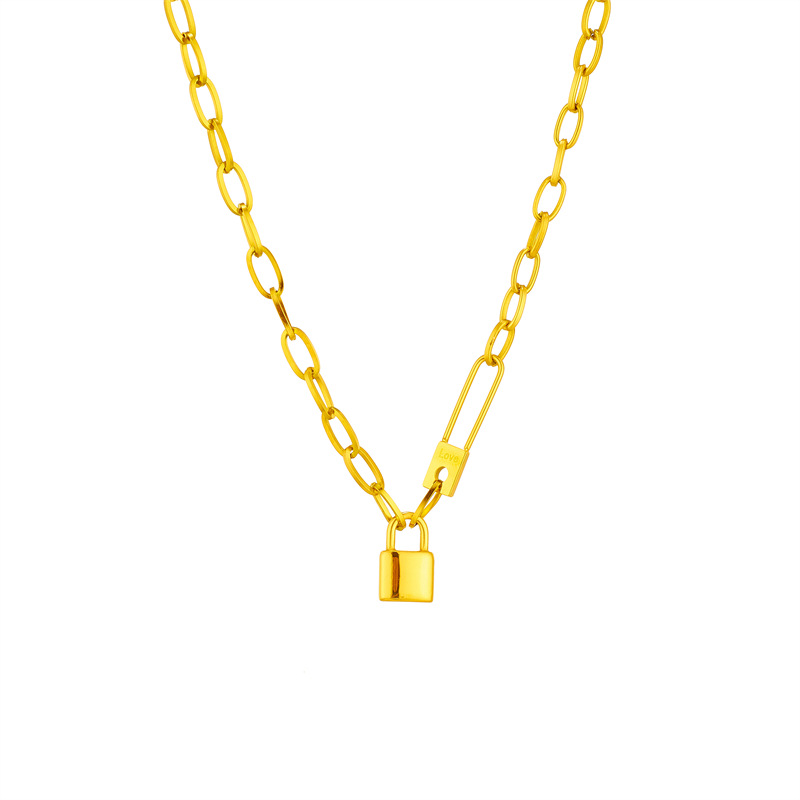 European and American fashionable, niche and high-end style pin lock chain metal heavy industry hip-hop cold style trendy and versatile necklace Application Scenario