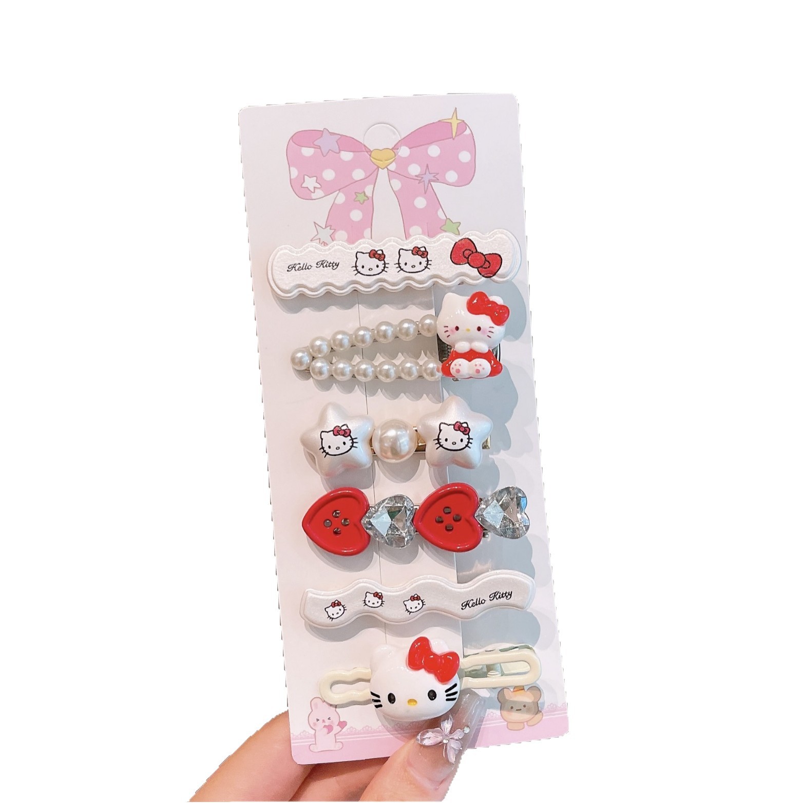 Summer cute cream dopamine children's hair clips, colorful polka dots, sweet hollowed-out clouds, broken bangs side clips Item Picture