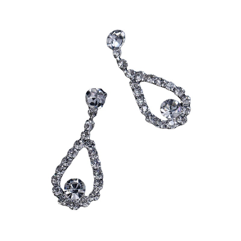 New simple water drop pendant necklace earring set for wedding accessories, European and American fashionable bridal evening dress accessories Item Picture