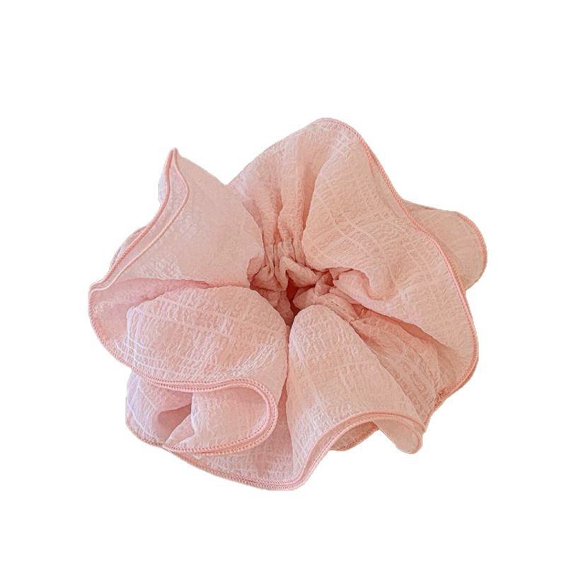 Rose and peach pink ~ Super fairy-like four-layer seeping gauze large intestine hair band, women's back head bun hair tie, super fairy-like hair bun device Item Picture