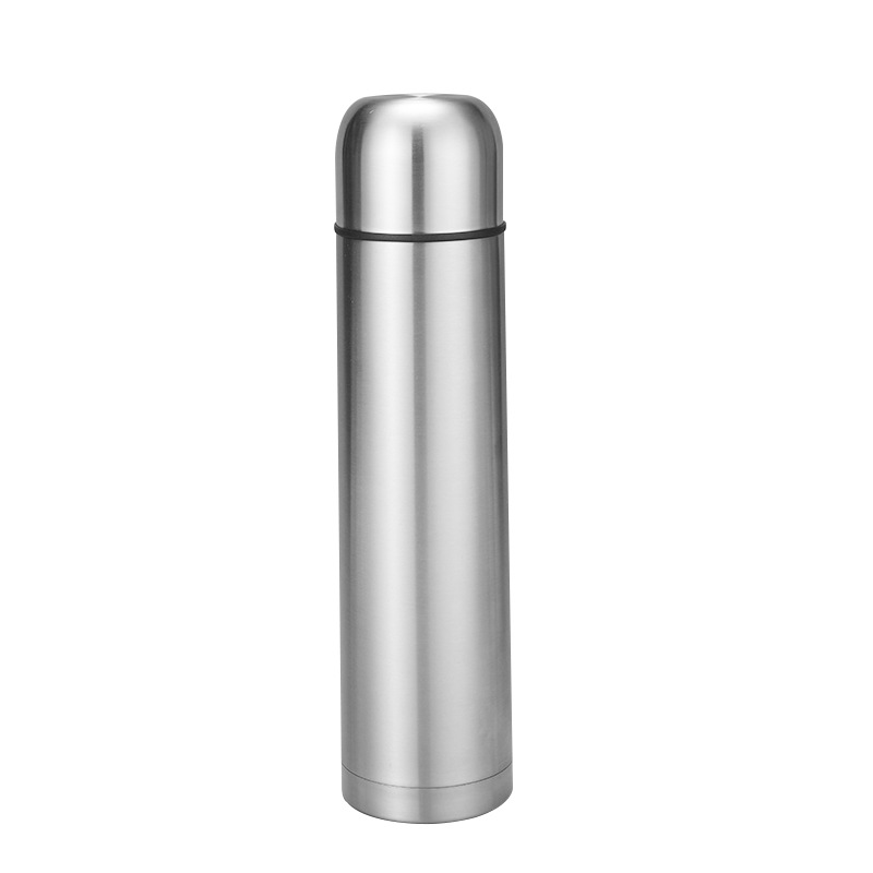 Stainless steel double-lid large-capacity bullet-shaped insulated cup, portable mountain climbing travel pot, outdoor vacuum sports water bottle Item Picture