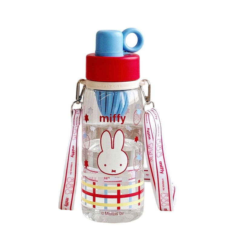 Miffy Shoulder strap direct drinking portable cup Cartoon student tritan Water Cup for school Special portable children's water bottle for going out Item Picture