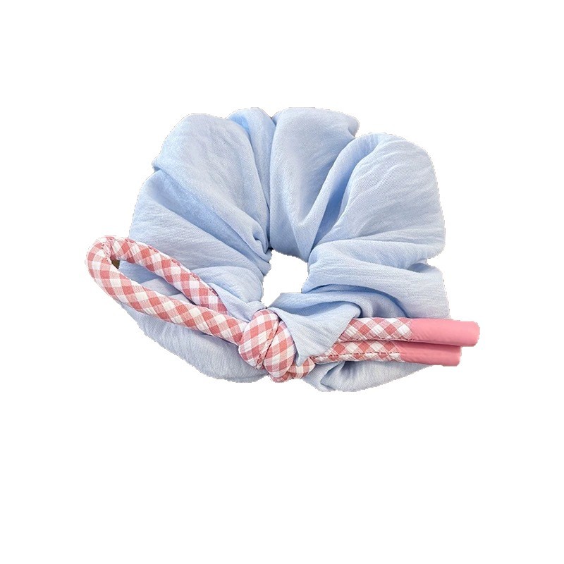 A sweet girl with a tied ribbon, a large intestine hair tie, a bun hairstyle, a high-elasticity ponytail hair tie, and an ins~ headwear Item Picture