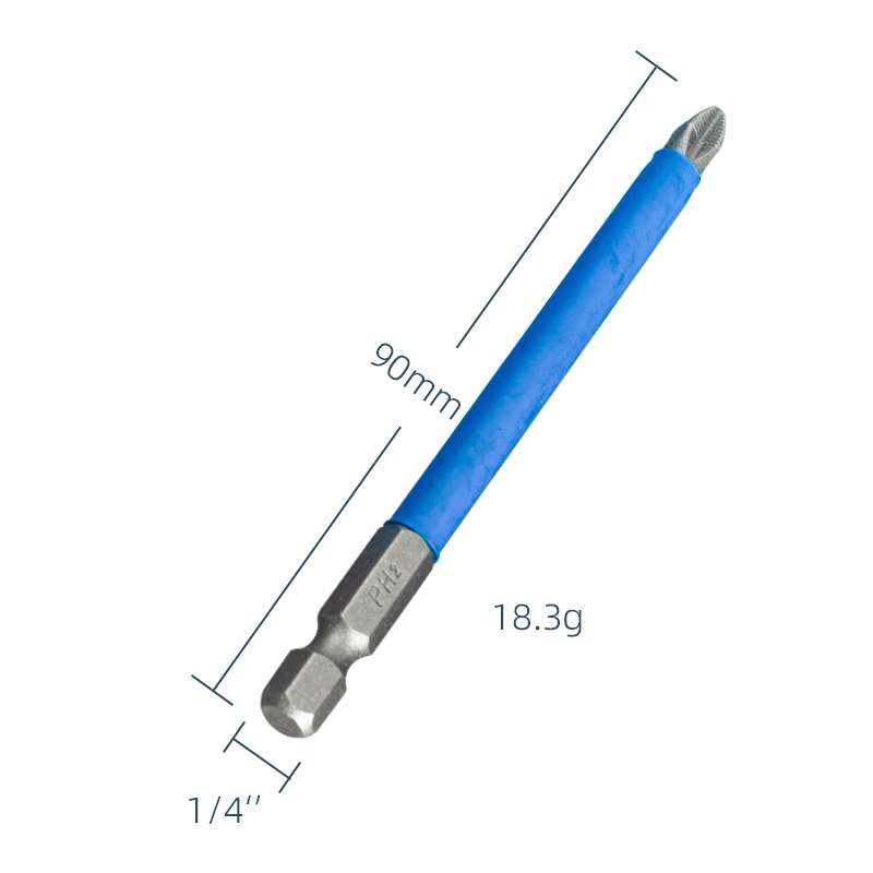 Yunbei anti-slip screwdriver bit, electric air screwdriver tip, electric screwdriver bit, magnetic screwdriver bit PH2, blue leather cross screwdriver bit undefined