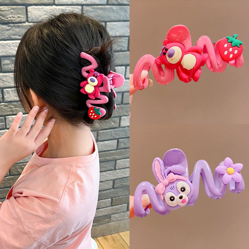 Stardelu Children's cute cartoon Sanrio hairpin for girls, a shark clip on the back of a little girl's head full figure
