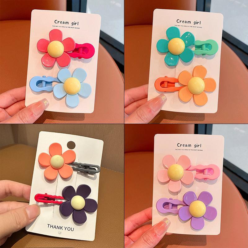 Children's flower hair clip, little girl side clip, exquisite side bangs clip, 2024 new style duckbill clip girls' hair accessory Specification drawing