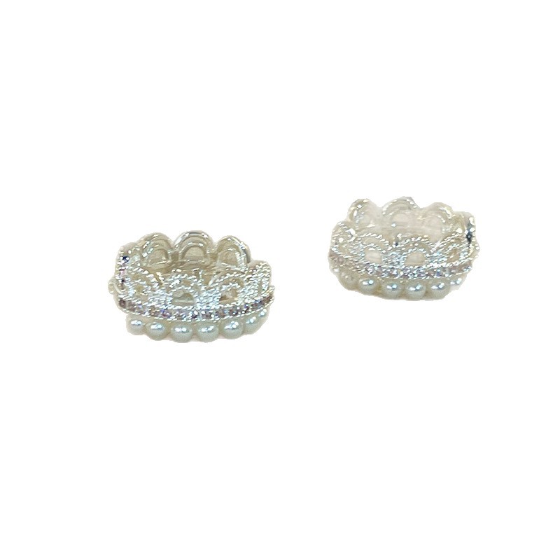 French-style zirconium lace-trimmed pearl earrings for women's summer, a new light luxury and high-end style, stud earrings, ear loops, ear clips and earrings Item Picture