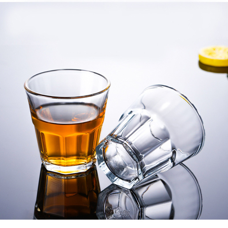 Beer mugs, bar KTV durable tempered glass cups, home tea cups, octagonal tempered cups, whisky glasses Specification drawing