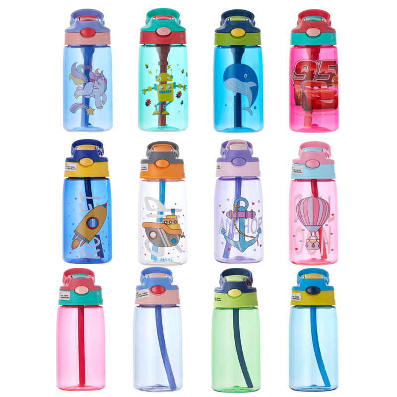 Factory-customized children's water cups, straw cups, cartoon plastic cups, creative plastic water cups for kindergarten babies and primary school students Item Picture