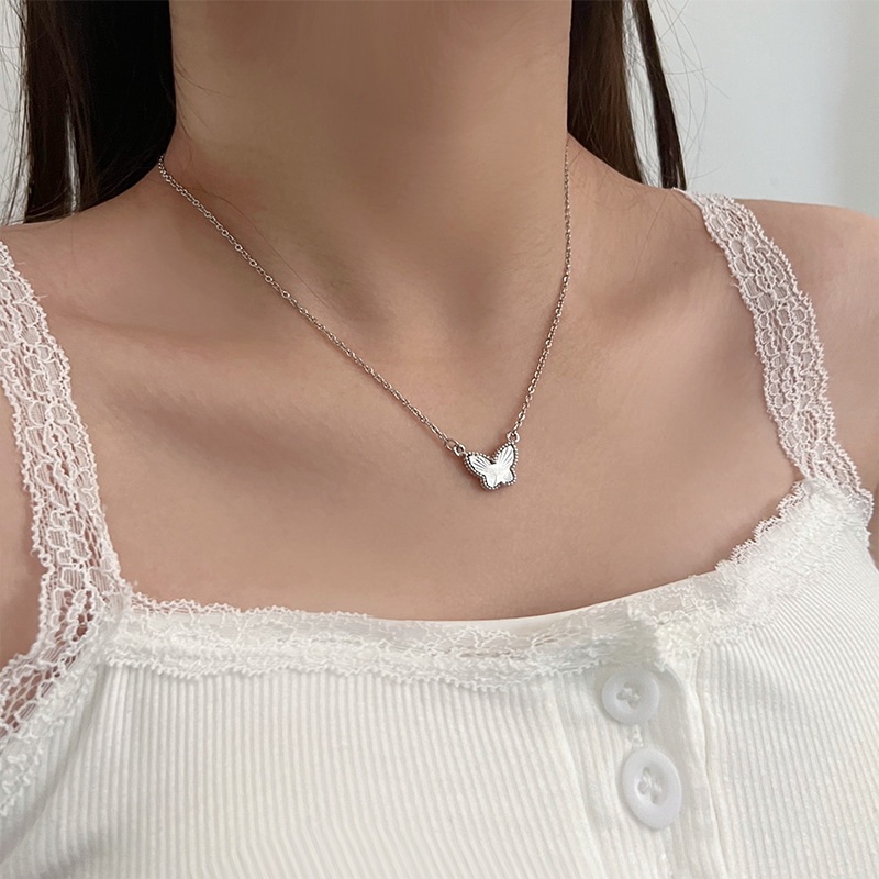 S925 Silver Flower Necklace for Women, simple and versatile for daily use, exquisite cross-cut hollowed-out small flower collarbone chain, sweet and cool style jewelry Specification drawing