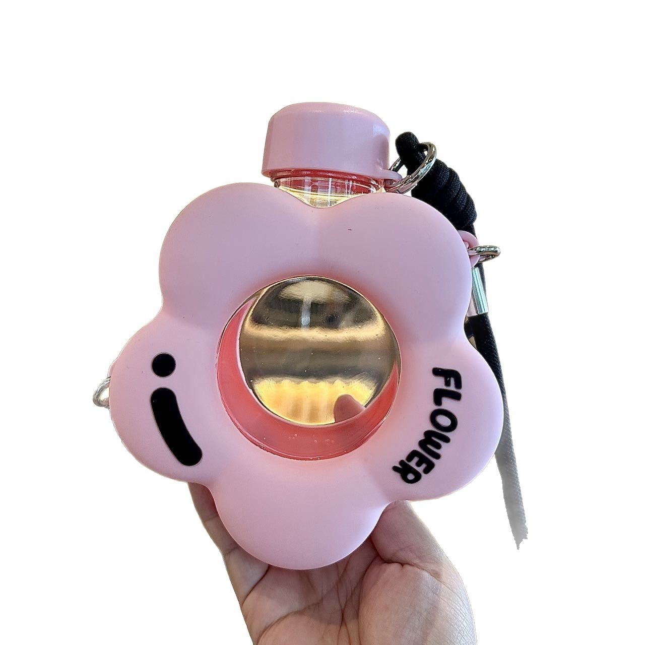 The new high-appearance-level flower cute ins slanted water cup is portable for school and work. The plastic cup is durable and can be dropped Item Picture