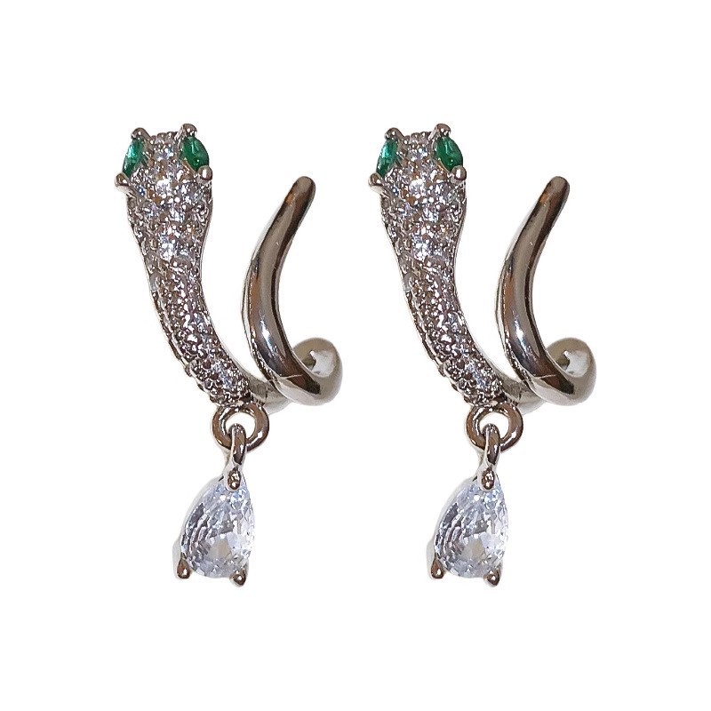 Super sparkling diamond-encrusted snake-shaped ear studs for women, a unique and high-end, light luxury earrings for the zodiac year, a unique bestseller with a distinctive and elegant style Item Picture