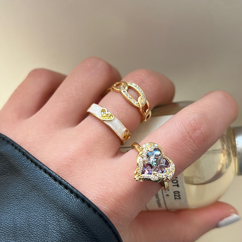 French retro black agate high-end metal ring, women's ins high-end, light luxury and fashionable layered ring ring Application Scenario