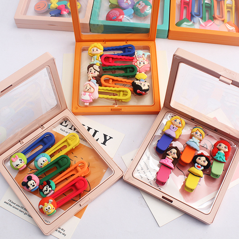 Summer new cute Candy Bean children's hairpins Cartoon pattern animal side clip set gradient geometric broken hairpins details Picture