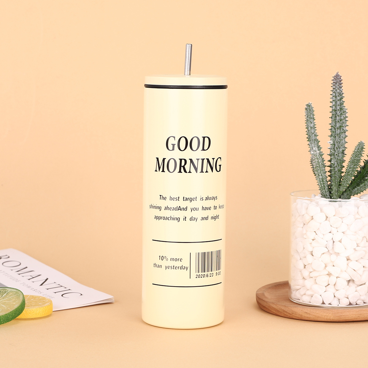 Factory direct supply iced American coffee cups, 304 stainless steel portable straw insulated cups, simple business gift water cups Application Scenario