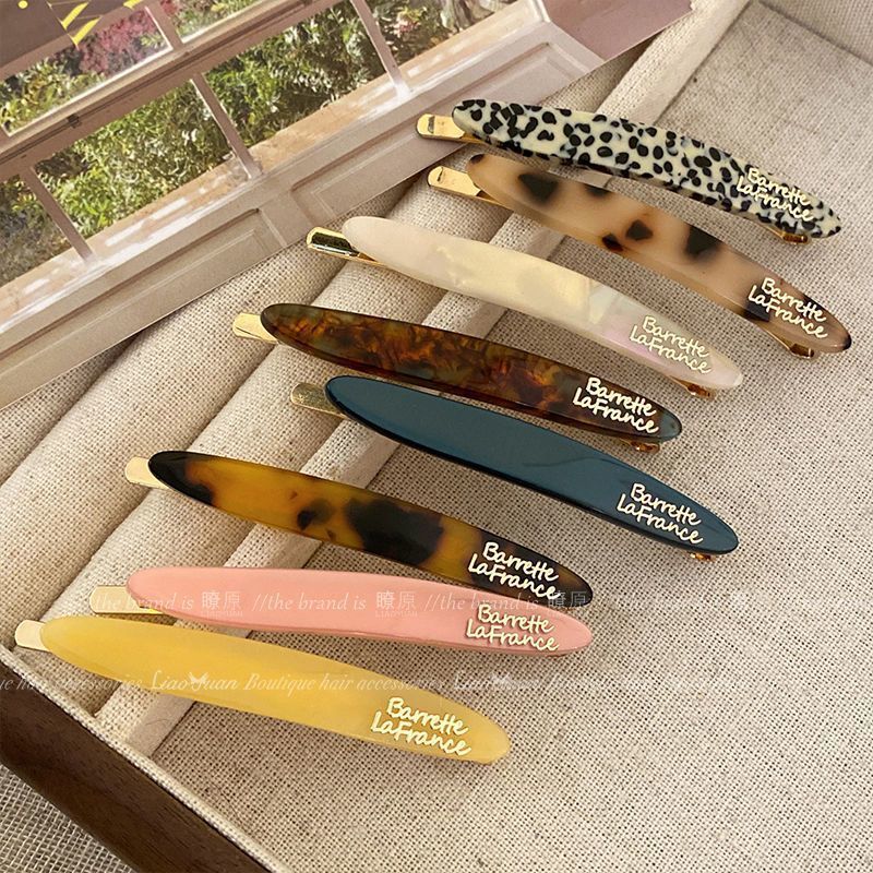 2025 New high-end bangs clip headwear, ins acetate hair clips, 2 simple one-line clips, Korean broken hair clips for women full figure