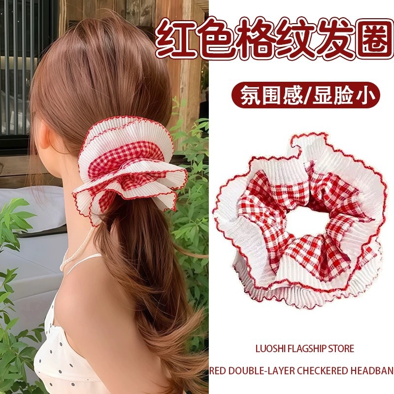 French lace double-layer large intestine hair band, women's high-end bun hair rope, 2025 new sweet ballet-style hair accessory Application Scenario