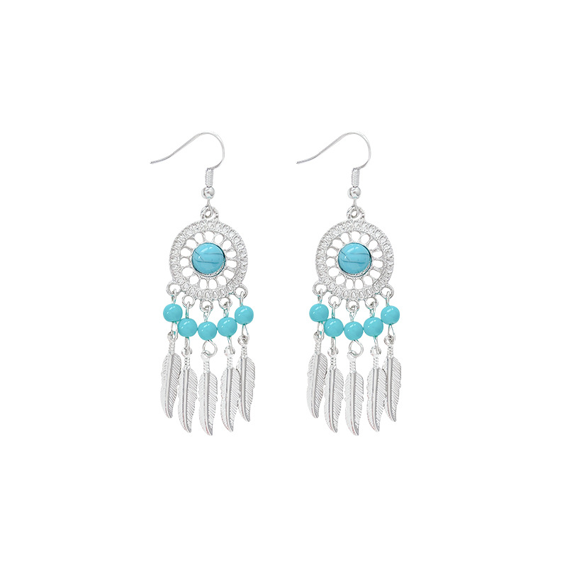 New Chinese-style tassel earrings, women's exotic Bohemian ethnic style, cool stud earrings, Hanfu cheongsam earrings Item Picture