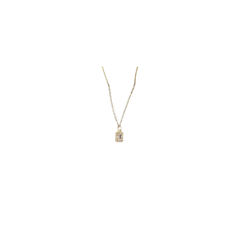 2024 Bestseller Square Super Flash Zircon necklace, women's light luxury and niche style new rock sugar neckchain collarbone chain Item Picture