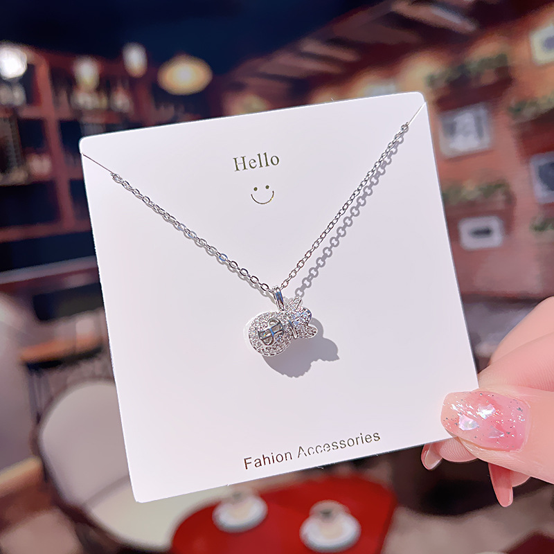 Japanese and Korean light luxury style US dollar money bag pendant titanium steel necklace for women, unique and non-fading, popular collarbone chain, versatile accessory details Picture
