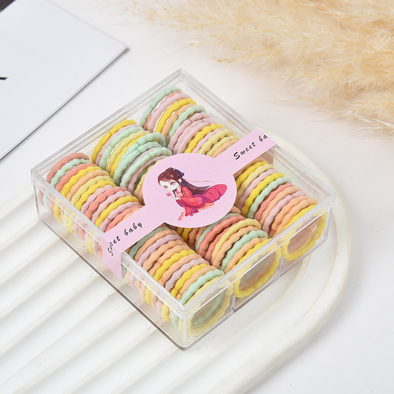 Children's rubber band box, children's hair tie, little girl rubber band, baby's hair tie won't hurt the thumb, girls' hair band Specification drawing