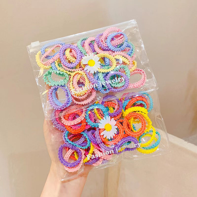 50 children's rubber bands for hair ties, high-elasticity hair bands that won't damage hair, little Chou Chou thumb rubber band hair tie for girls Application Scenario