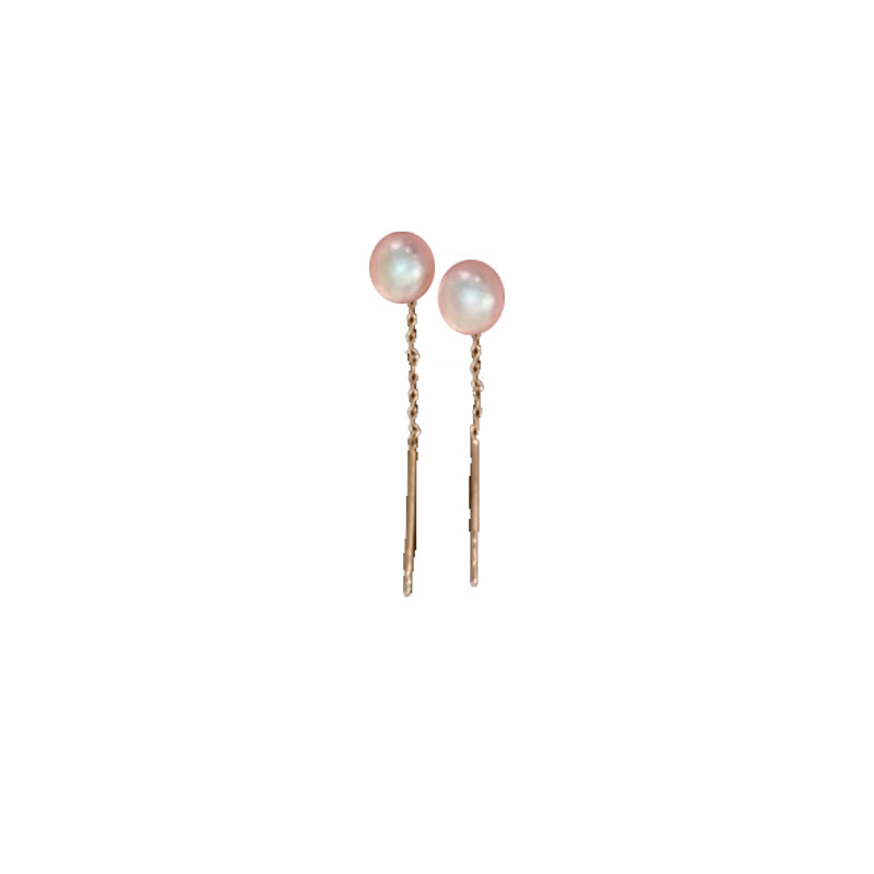 Wholesale of popular white beaded tassel ear strings on Douyin, fashionable, niche and light luxury earrings with a simple pearl style Item Picture