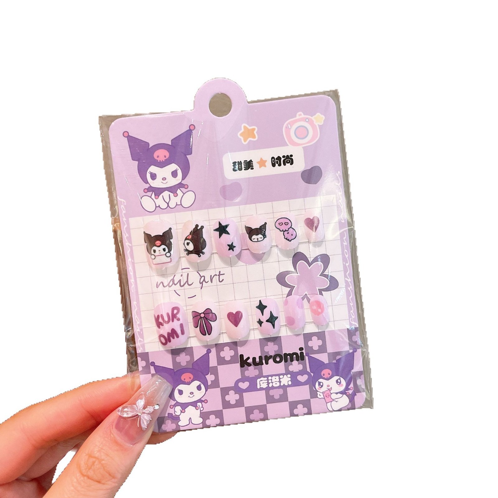 Children's detachable wearable nail art stickers, three-dimensional cute cartoon nail patches, nail pads, finished fake nails Item Picture