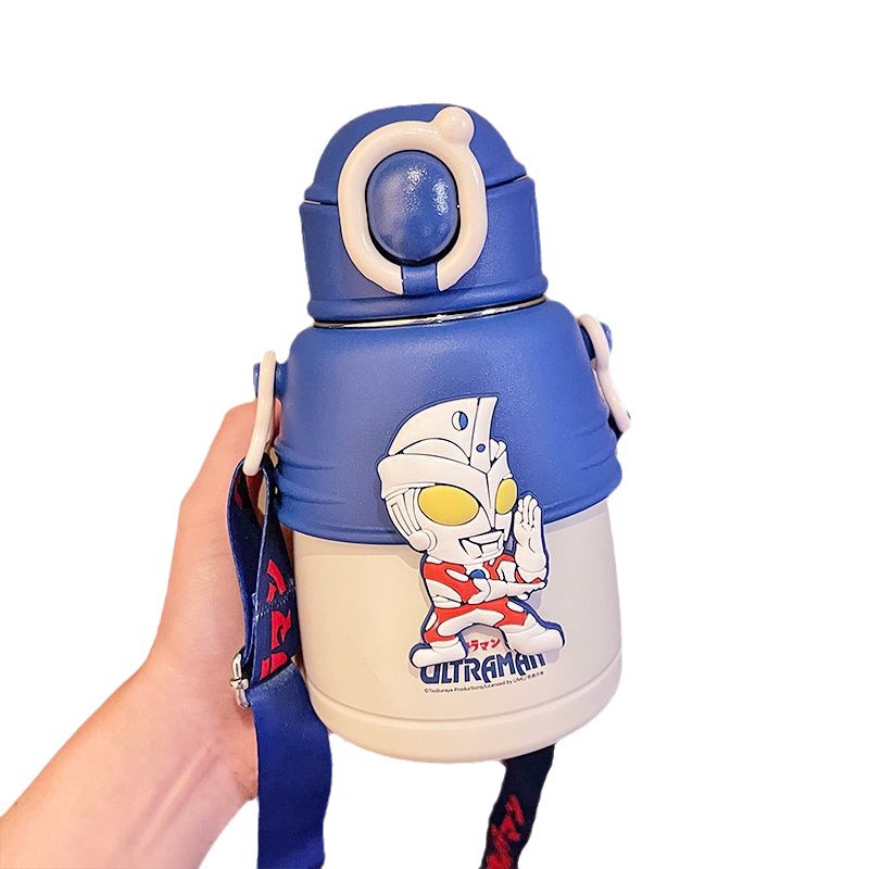 Ultraman insulated cup, cool and high appearance level for boys, straw cup, stainless steel portable large-bellied water cup for children's school Item Picture