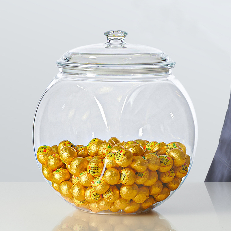 PC rice bucket, insect-proof and moisture-proof sealed, 20-jin tea storage tank, slanted spherical food-grade transparent medicine bottle Specification drawing