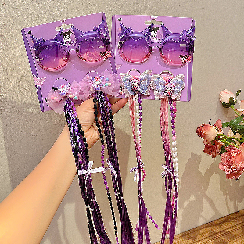 Children's cartoon sunglasses, hair bands, little girls' bow wigs, braids, girls' ponytail braids, hair clips, girls' hair accessories Specification drawing