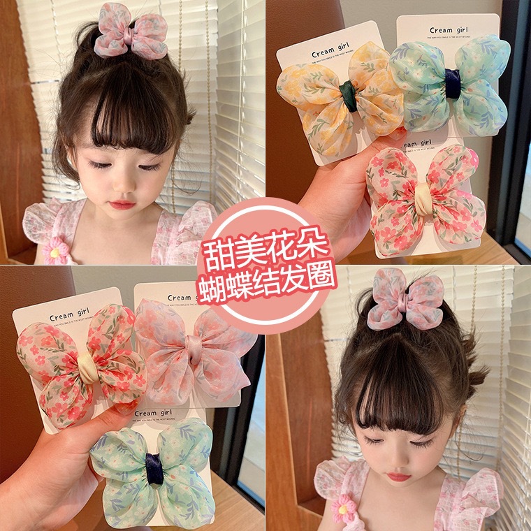 Children's bow hair clips, cute netted hair clips for little girls, summer forest-style fairy-like hair clips for girls full figure