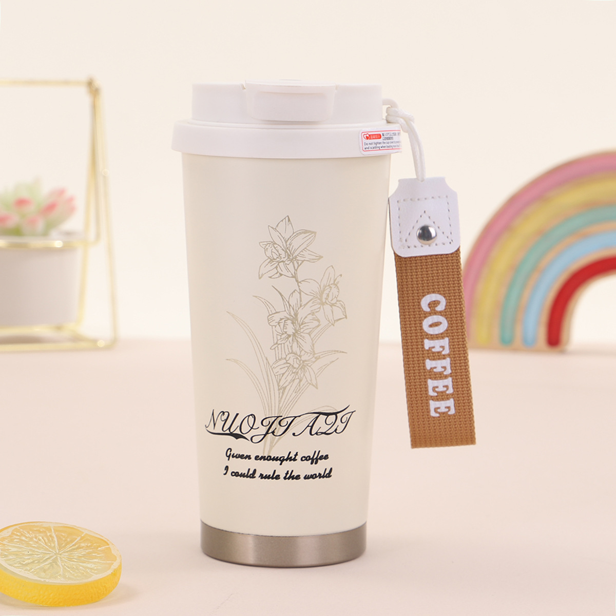 New 316 stainless steel insulated cup, high appearance level, Linghua portable double-drinking coffee cup, large-capacity straw cup Application Scenario
