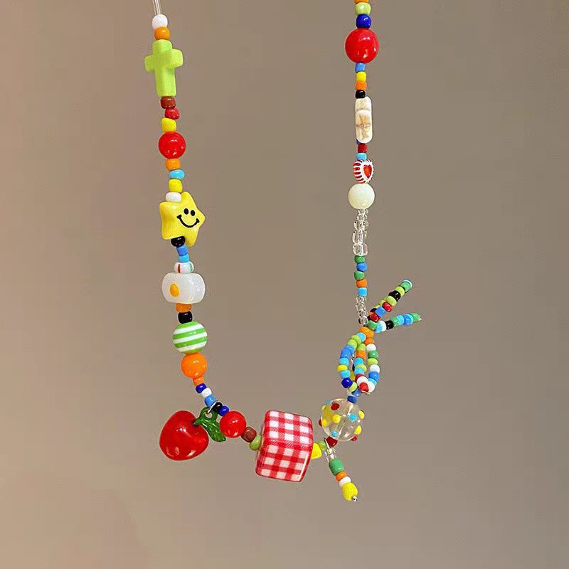 Summer Dopamine Series ~ Colorful Fun Necklace, Sweet and Cool Women's Accessories, Korean Instagram Niche collarbone chain details Picture