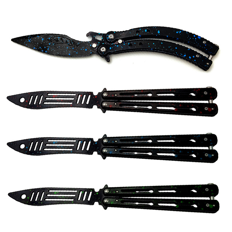Butterfly knife practice knife, stainless steel ornamental knife, unopened, portable, reversible and deformable outdoor equipment full figure