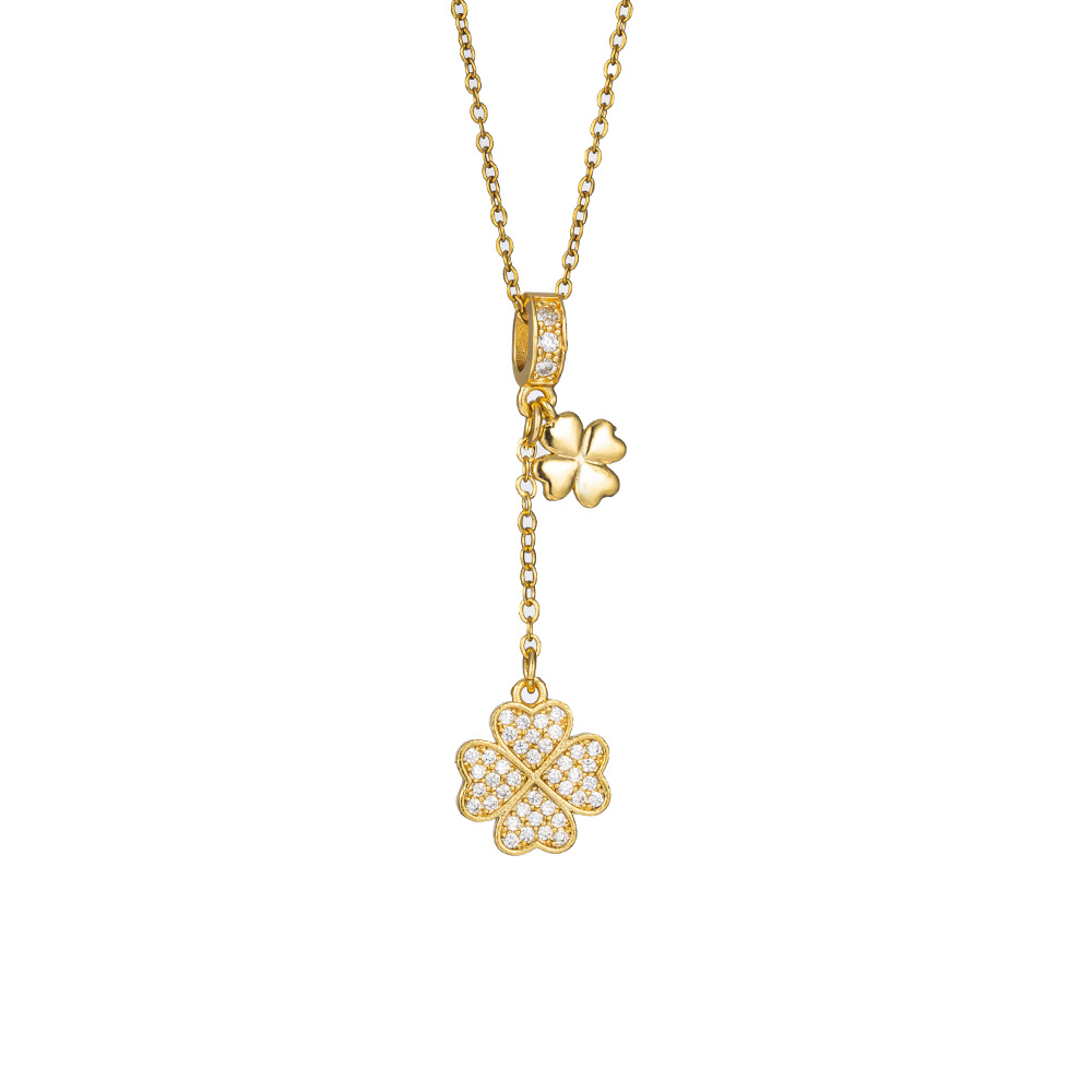 This elegant four-leaf clover tassel necklace is a trendy and versatile piece for women on Instagram. It's a popular collarbone chain and a niche, light luxury accessory Item Picture