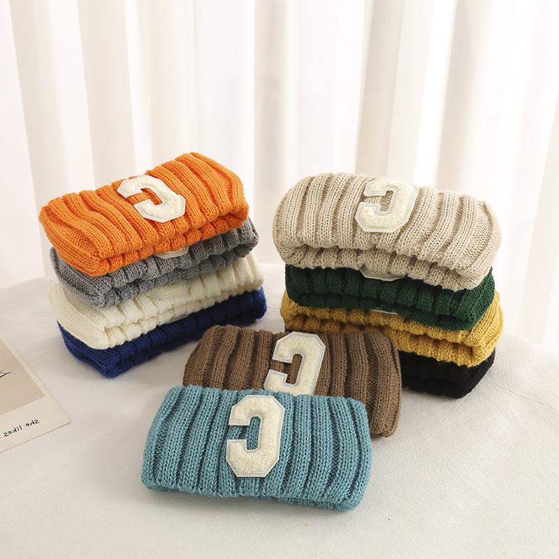 The popular wide-edge knitted hair band, C-letter autumn and winter headband, sports yoga headband, face wash, fashionable Korean style details Picture