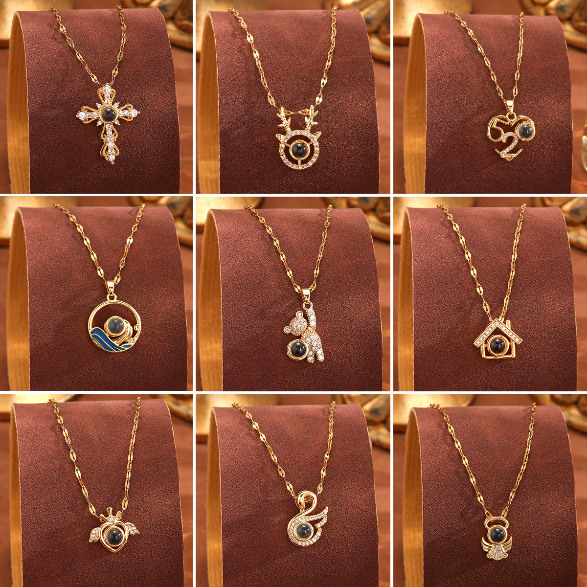 Cross-border 100 languages "I Love You" heart projection necklace that doesn't fade, fresh, sweet, fashionable and elegant collarbone chain full figure