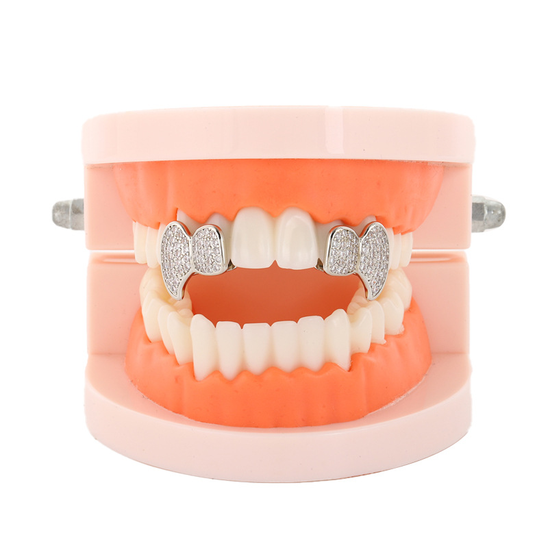 New cross-border zirconia hip-hop teeth jewelry from Europe and America, rapper dentures for Halloween teeth grillz full figure