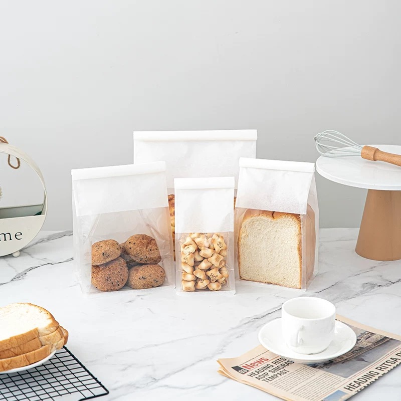 Toast bread packaging: cotton paper, cowhide, windowed transparent bread slices, 250-450g bag, rolled edge, wire sealed bag details Picture