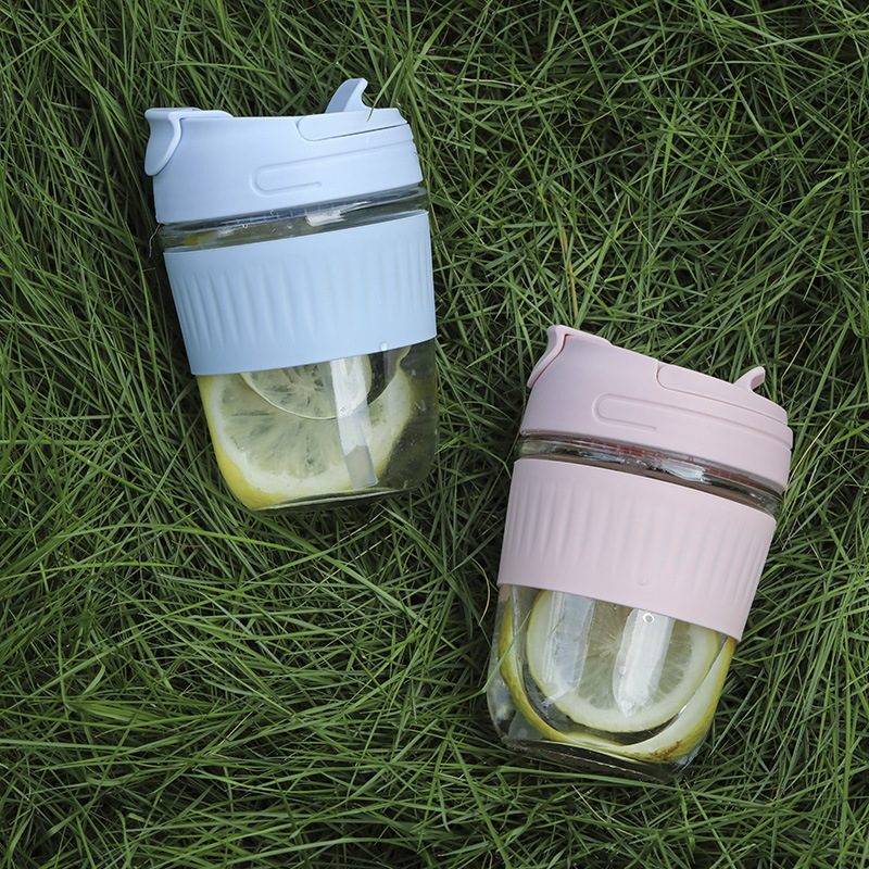 High appearance level, InS-style double-drinking cup, heat-insulating and anti-scalding glass water cup, portable home coffee and juice creative straw cup Specification drawing