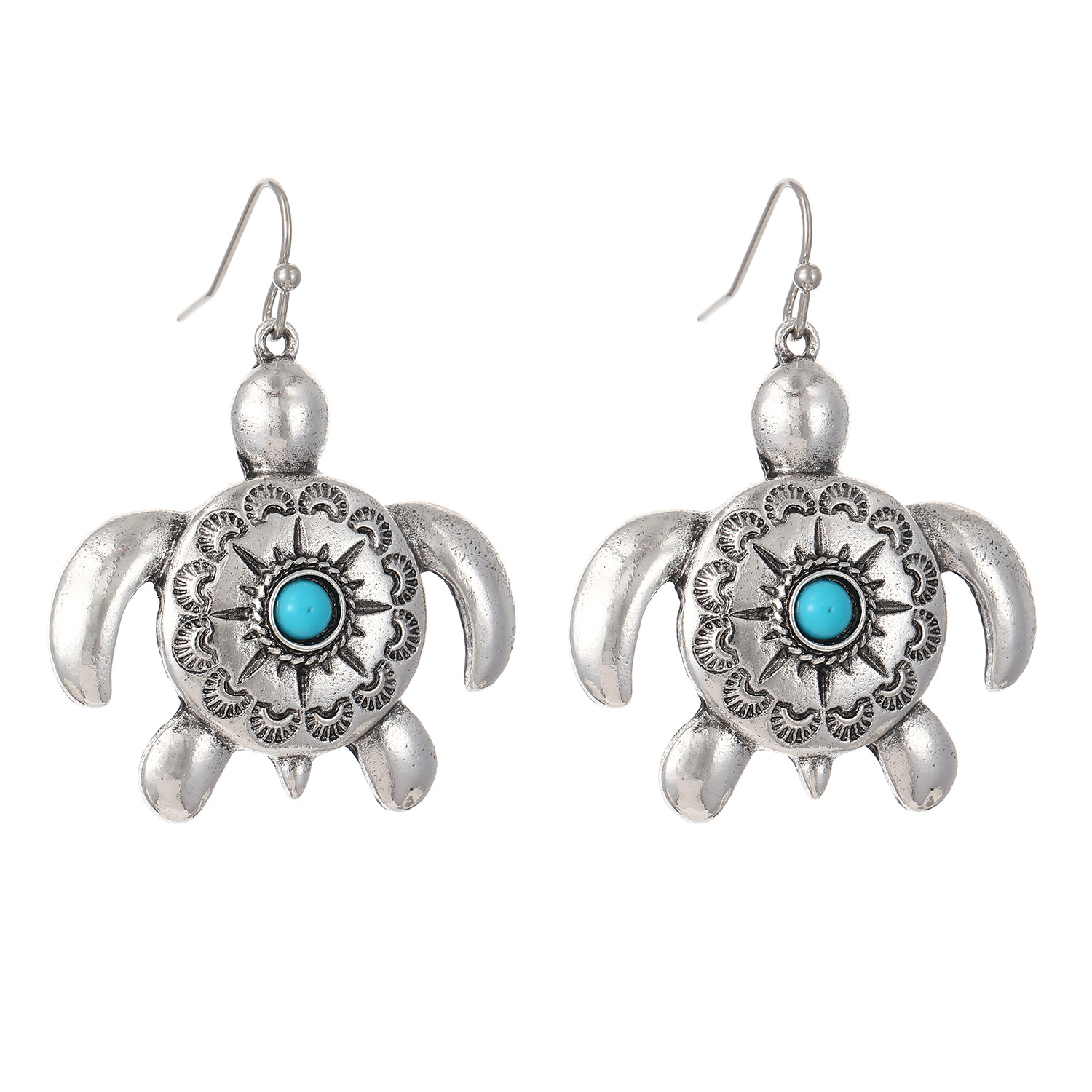 European and American cross-border retro turtle earrings, women's accessories, ethnic style ocean dolphin, octopus, starfish, flower earrings and earrings Item Picture