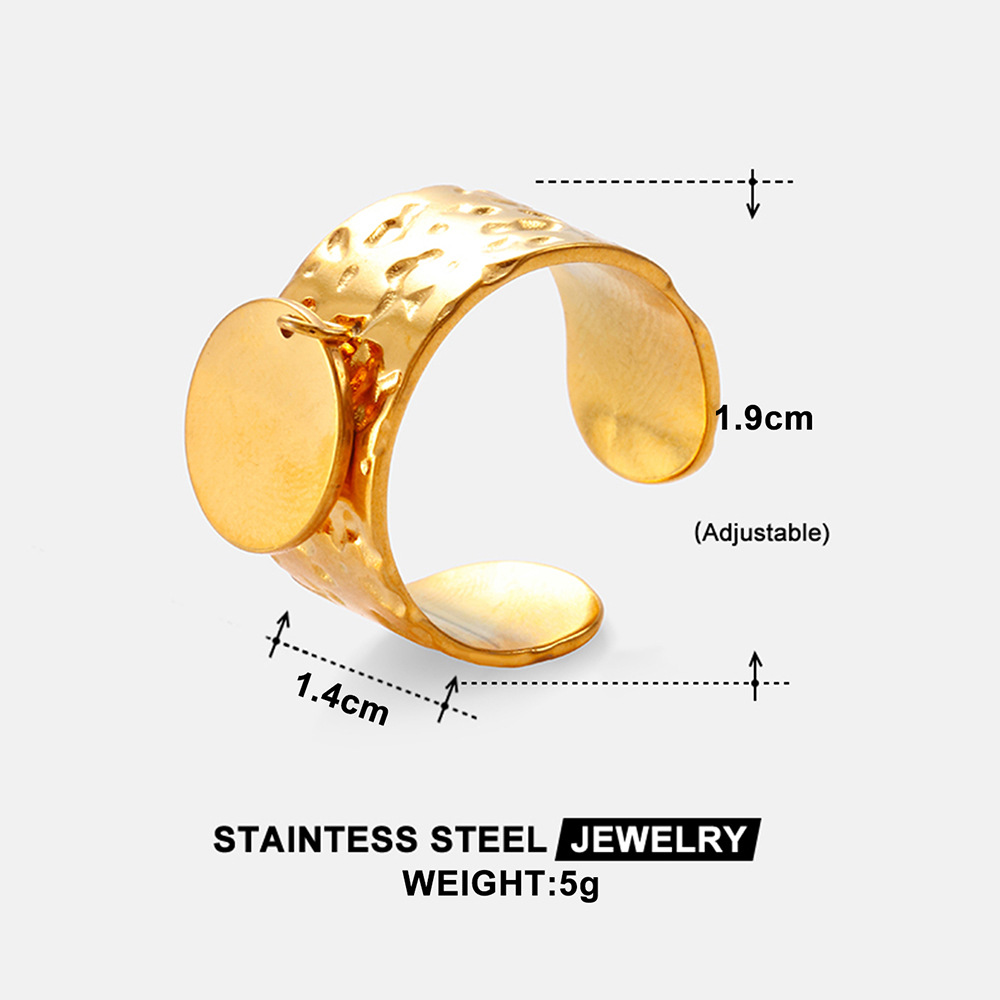 Cross-border new product: Personalized and versatile, with an open design, fashionable ring, oil-dripping, hollowed-out, high-end stainless steel ring for women Specification drawing