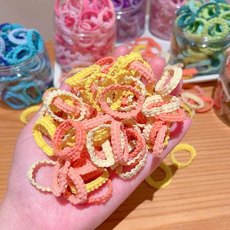 Children's hair ties are not harmful. Colorful canned group edge rubber bands, girls' high-elasticity hair ties, baby headbands Application Scenario
