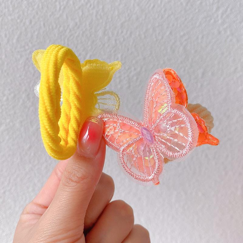 New butterfly hair tie children's hair band does not damage hair. Butterfly tie high ponytail hair band girls' rubber band headwear Application Scenario
