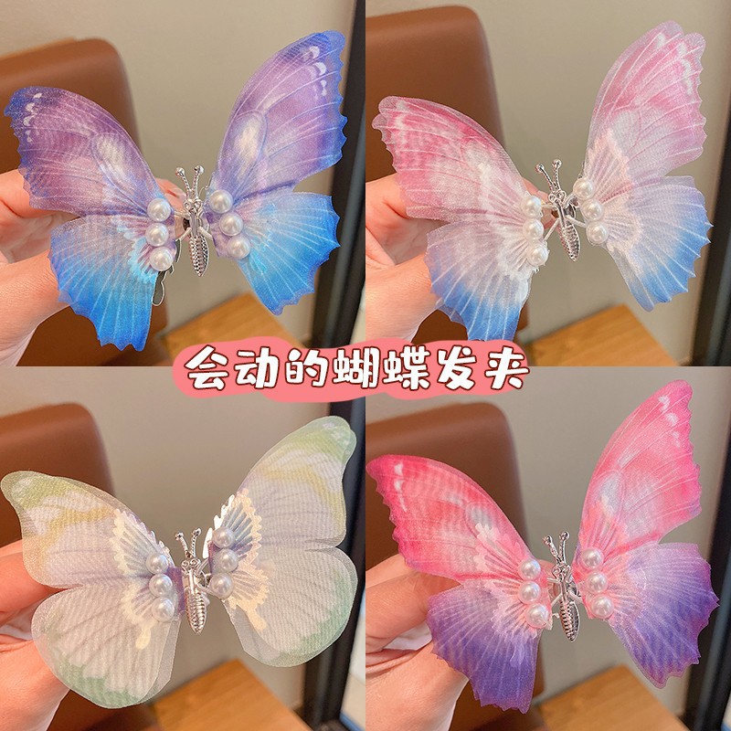 Summer dynamic bow children's hair clips, new Chinese-style headwear, cute girls, sweet spring ancient-style hair clips full figure