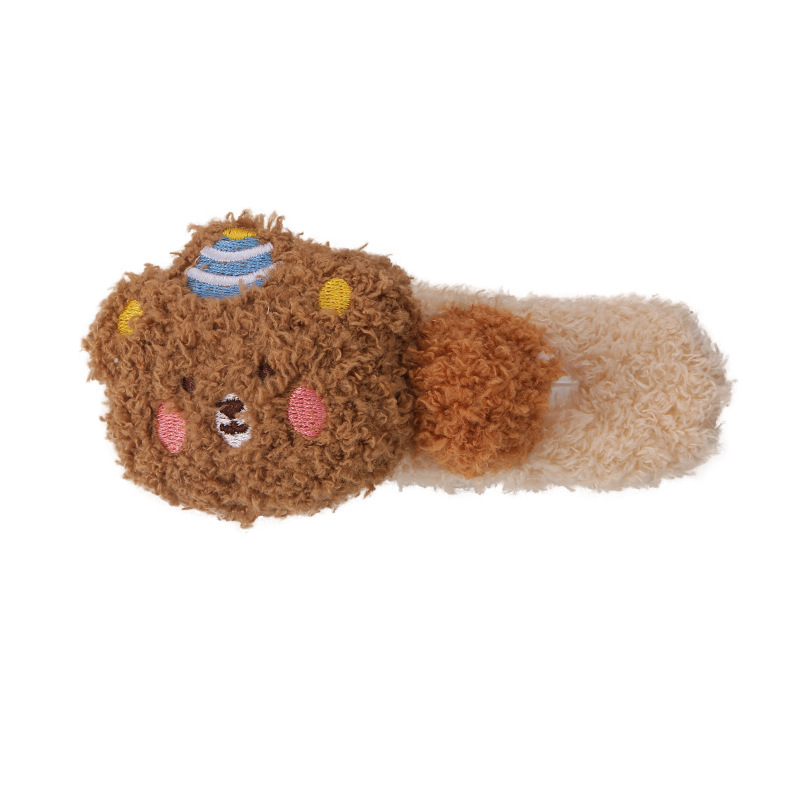 Colorful lambskin three-dimensional bear, large duckbill clip, sweet and cute hair clip, side bangs clip, headwear, hair accessory for women Item Picture