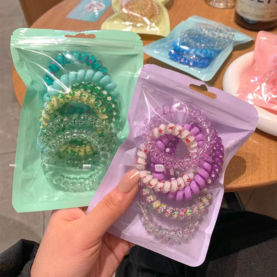 Summer dopamine candy-colored telephone line hair band, simple hair tie, basic hair tie, high elasticity, durable and new full figure