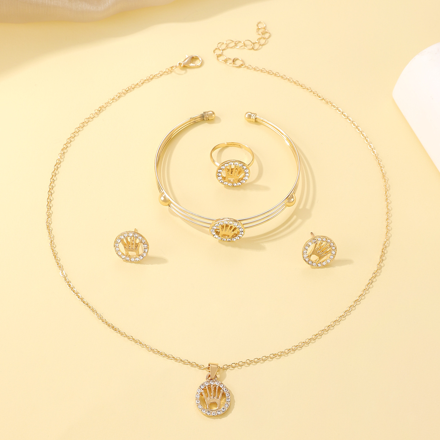 European and American exaggerated heart-shaped butterfly flower letter stud ring bracelet necklace jewelry set women's fashion four-piece set Application Scenario